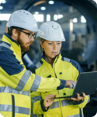 two contractors discussing at work