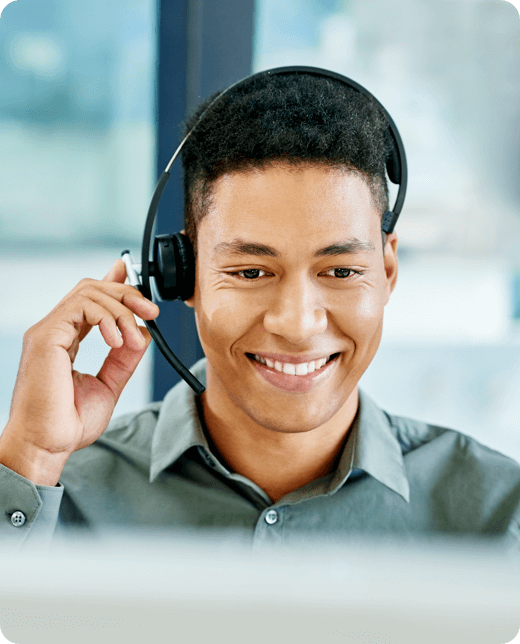 A Man in green shirt answering calls