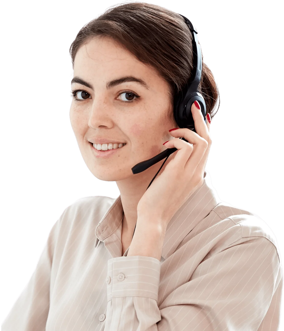 a smiling young woman with headphones