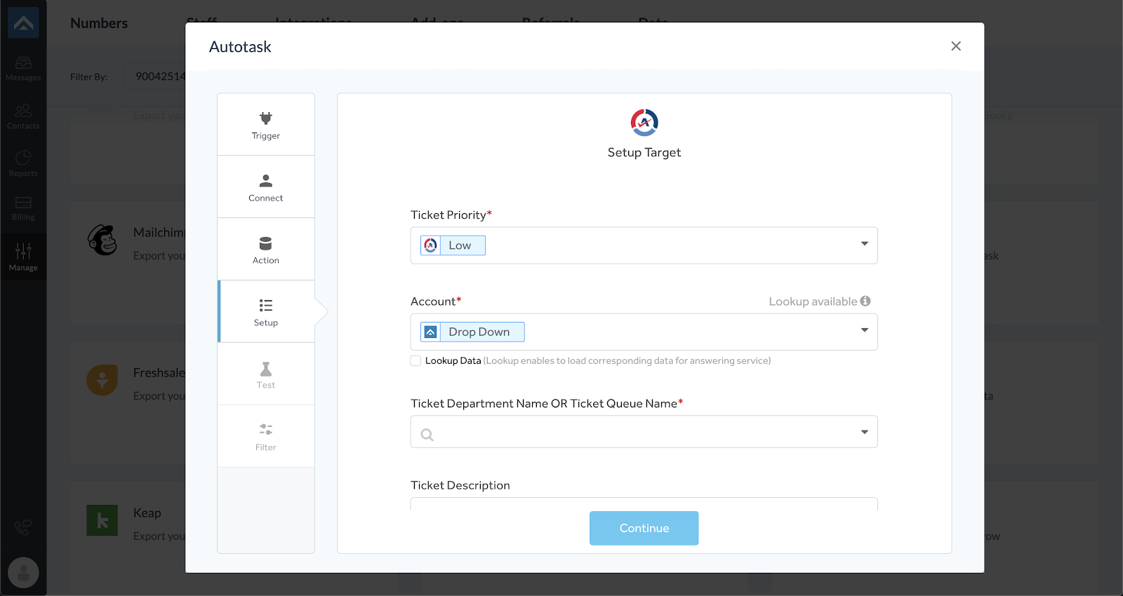 step eight of integrating AnswerForce with Autotask