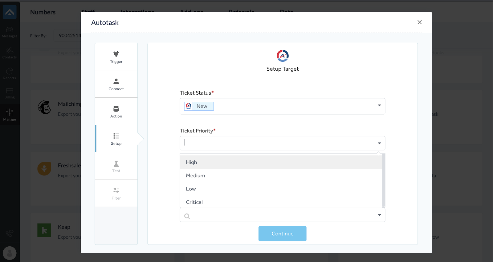 step six of integrating AnswerForce with Autotask