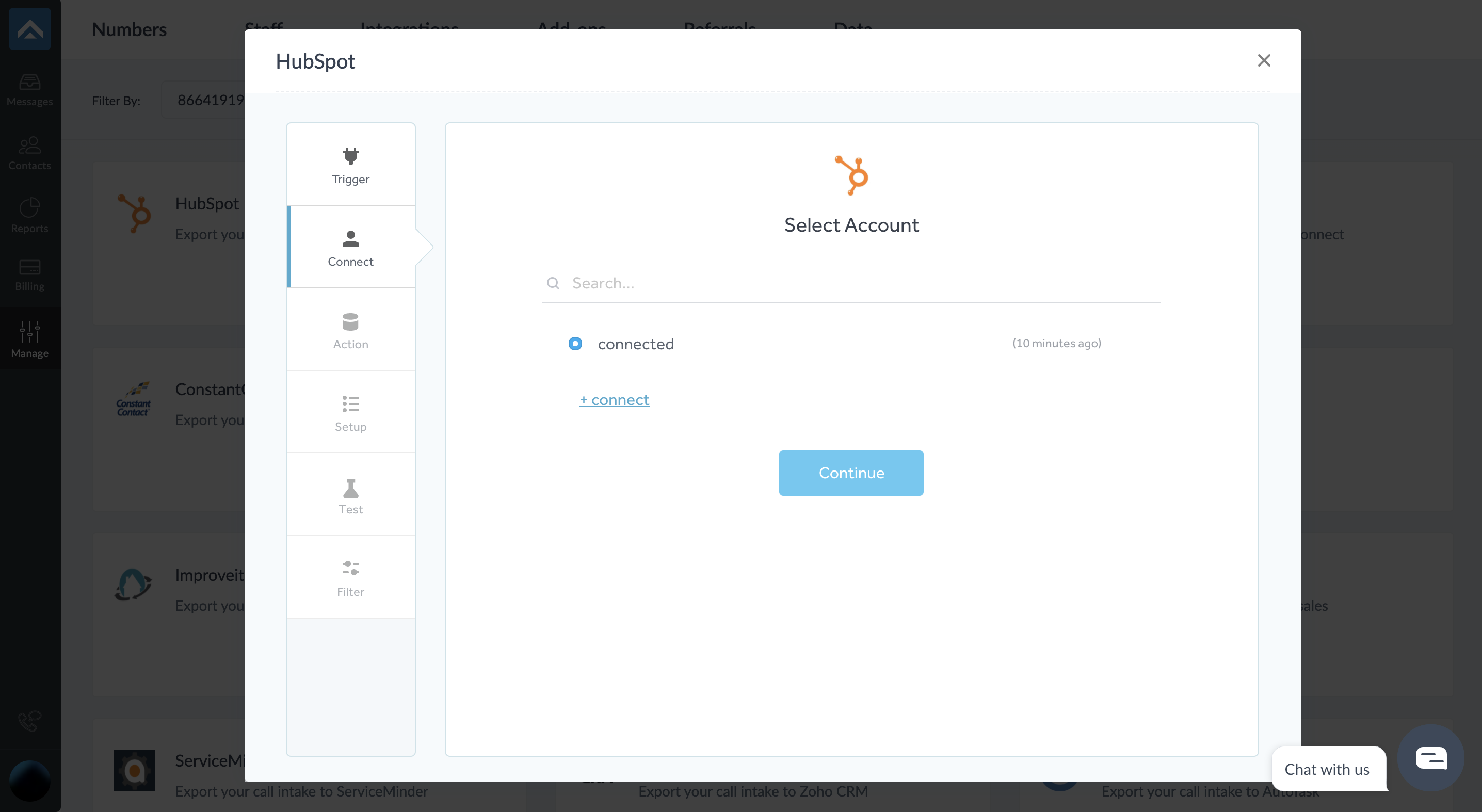 step four of integrating AnswerForce with Hubspot