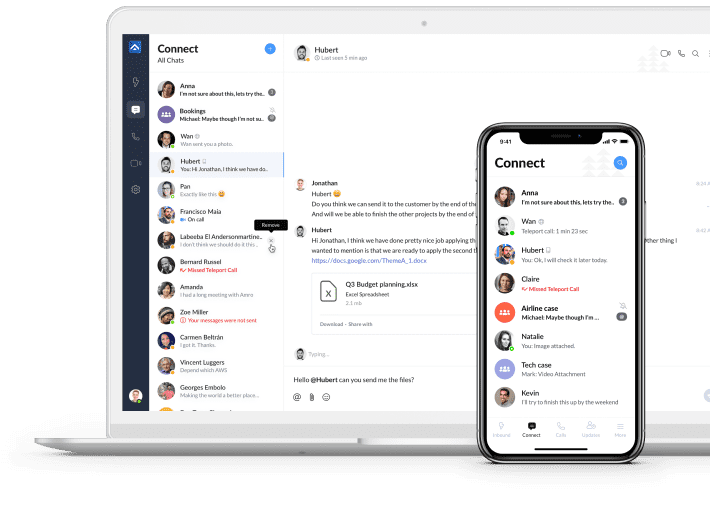 a desktop screen showing live chat interface